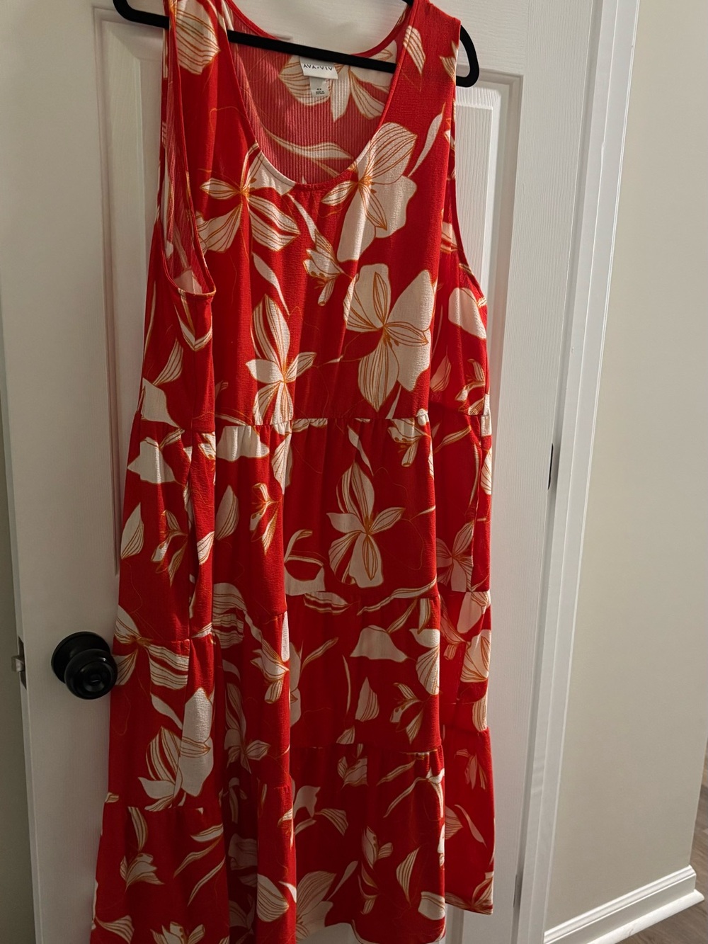 Ava & Viv Red Maxi Dress with Cream Floral Motif